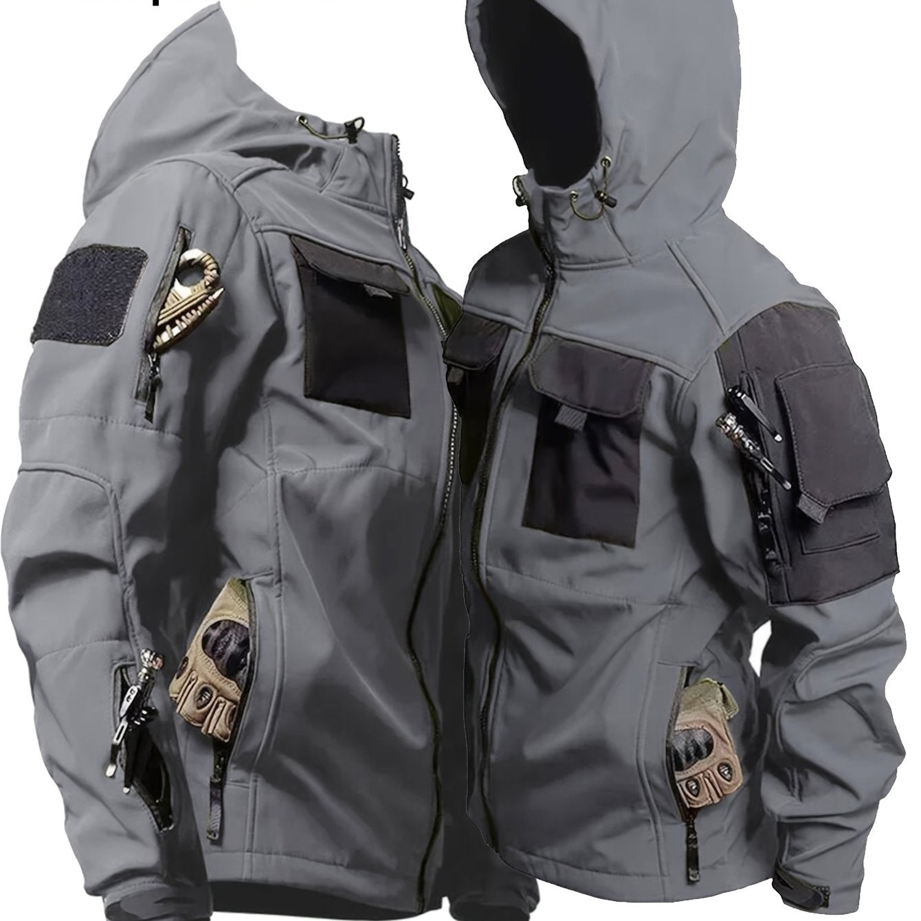 Men's Zippered Hooded Jacket With Pockets For Outdoor