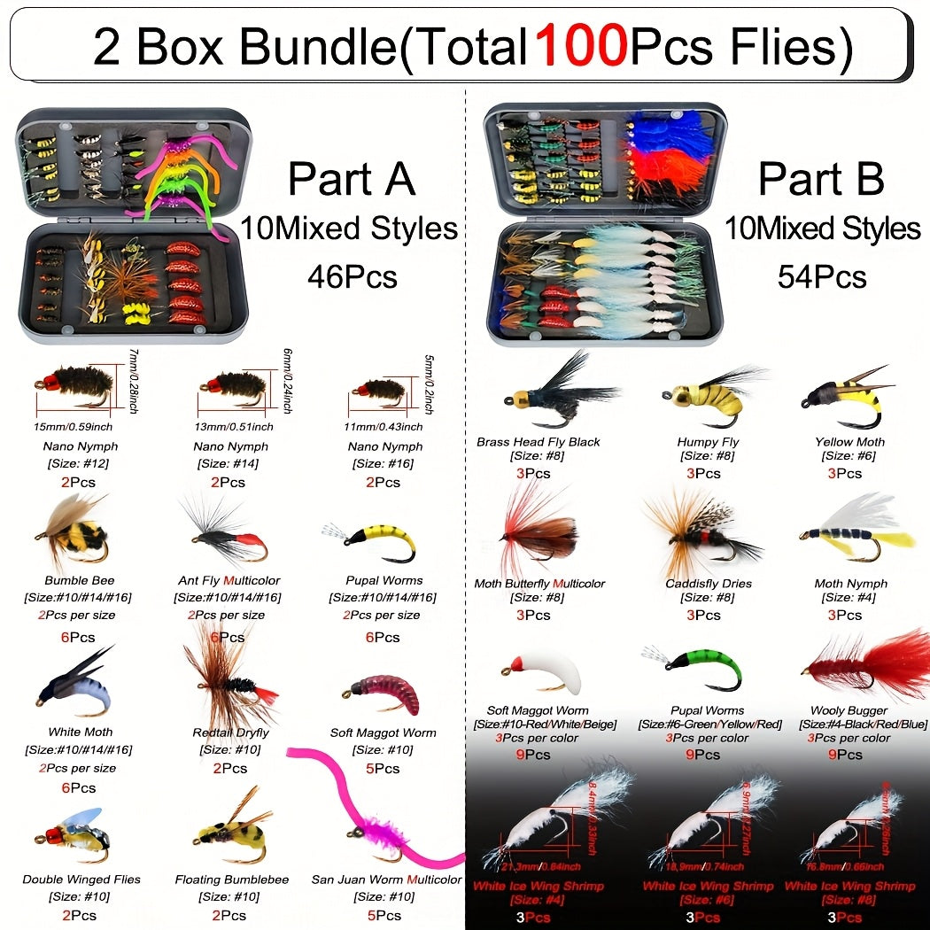 QIEVCRME Heavy Duty Fishing Fly Kit With Dry Wet Flies