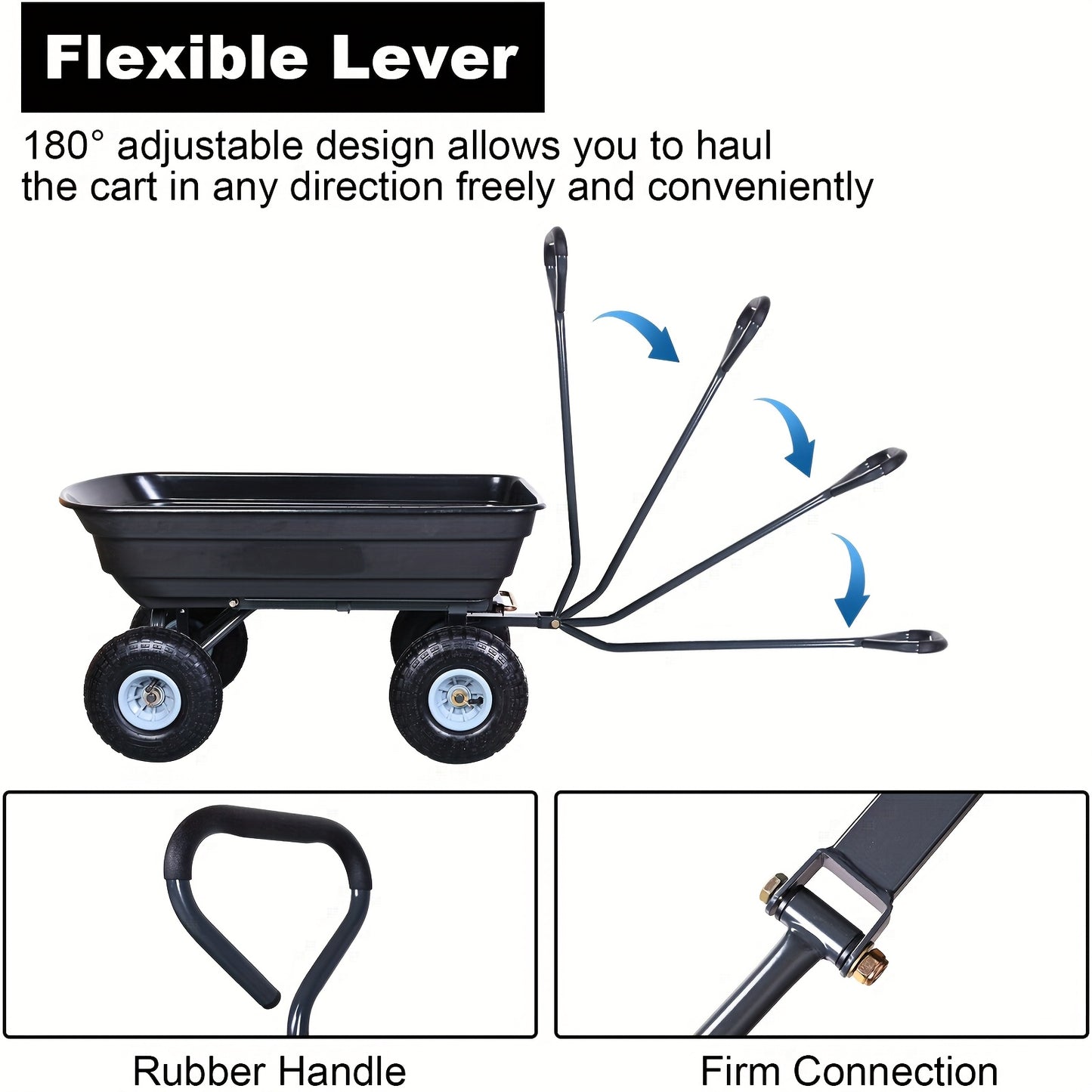 AAIN Heavy Duty Poly Garden Dump Cart With Rotating Handle