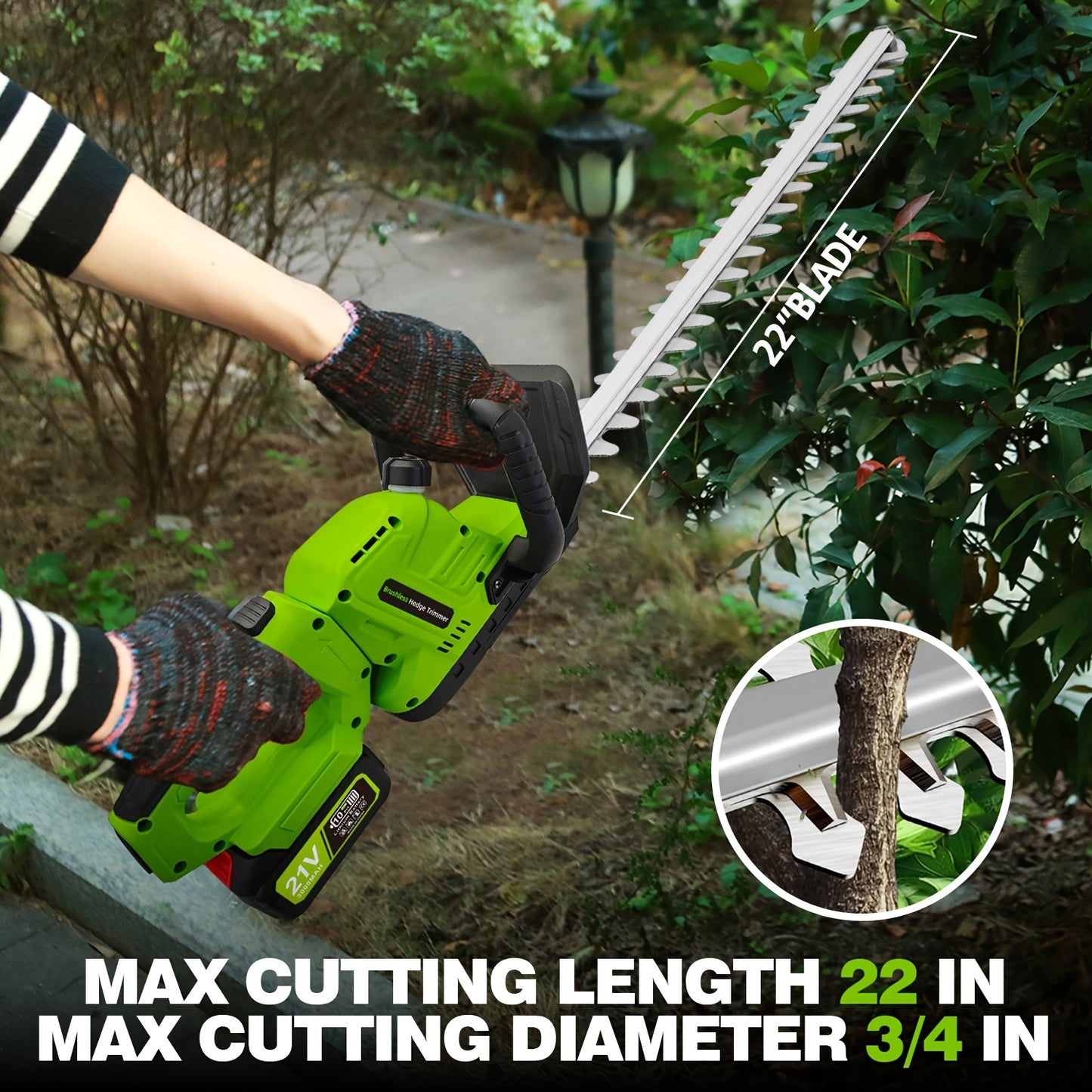 Cordless Hedge Trimmer With Dual Blades And Rechargeable Batteries