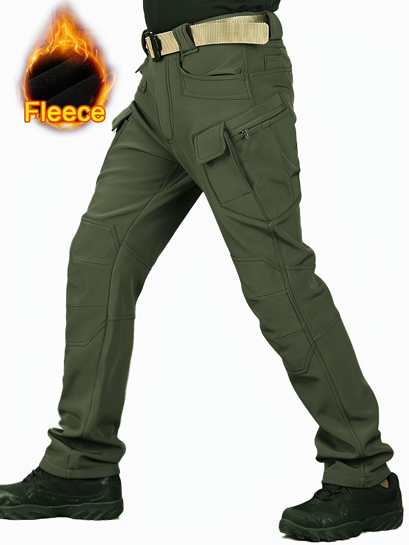Men's Fleece Warm Tactical Cargo Pants Multi Pocket Windproof - Parry's Picks
