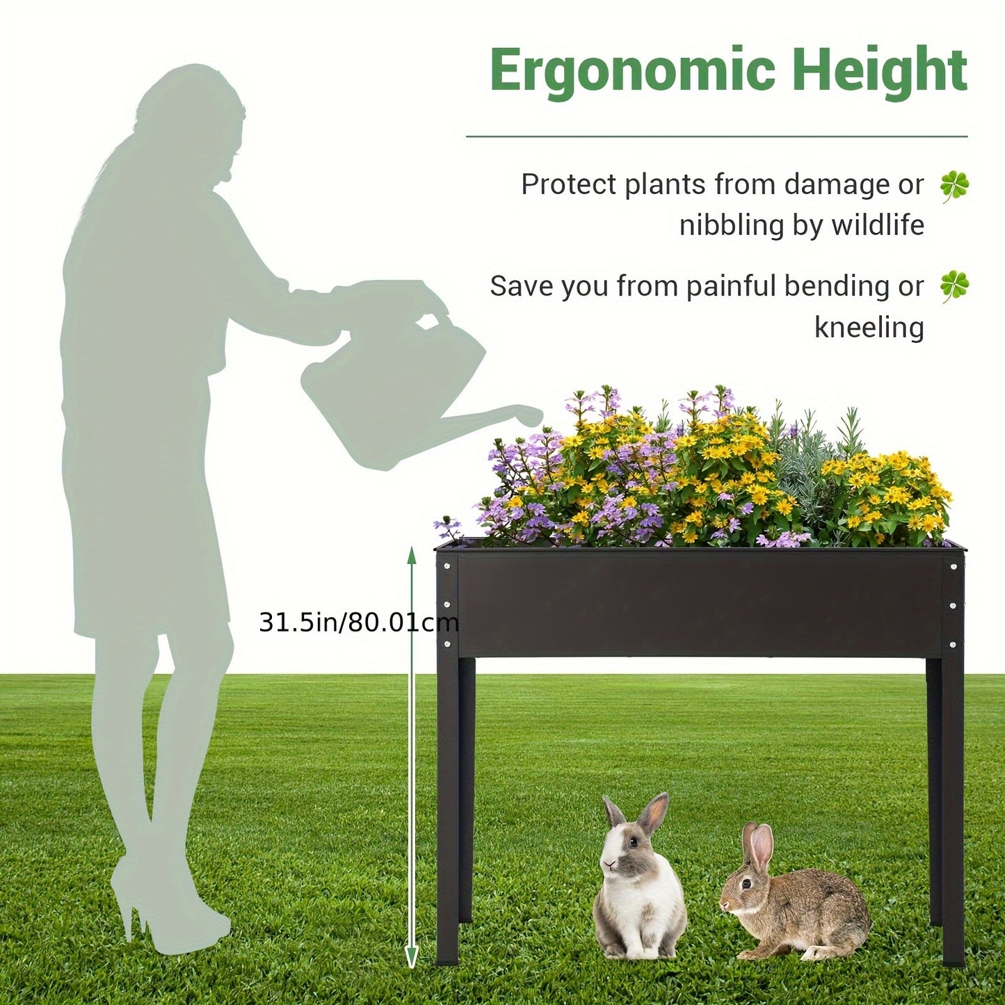 Elevated Metal Garden Bed for Backyard and Terrace