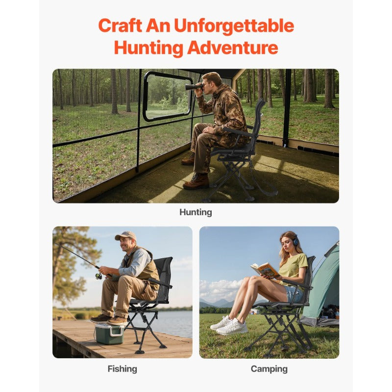 Hunting Chair 360 Degree Swivel Silent Foldable Blind Chair Armrests - Parry's Picks