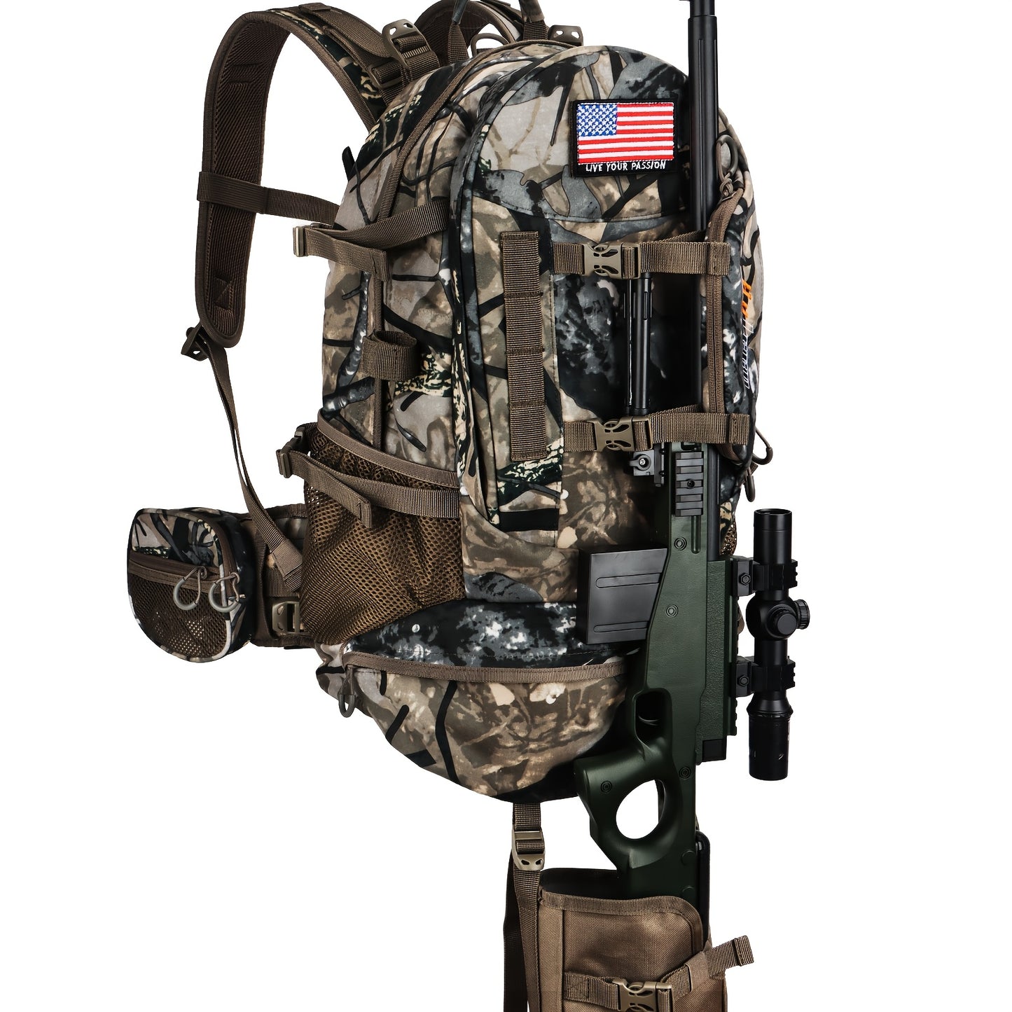 Rugged Hunting Backpack for Men with Water Resistant Closure
