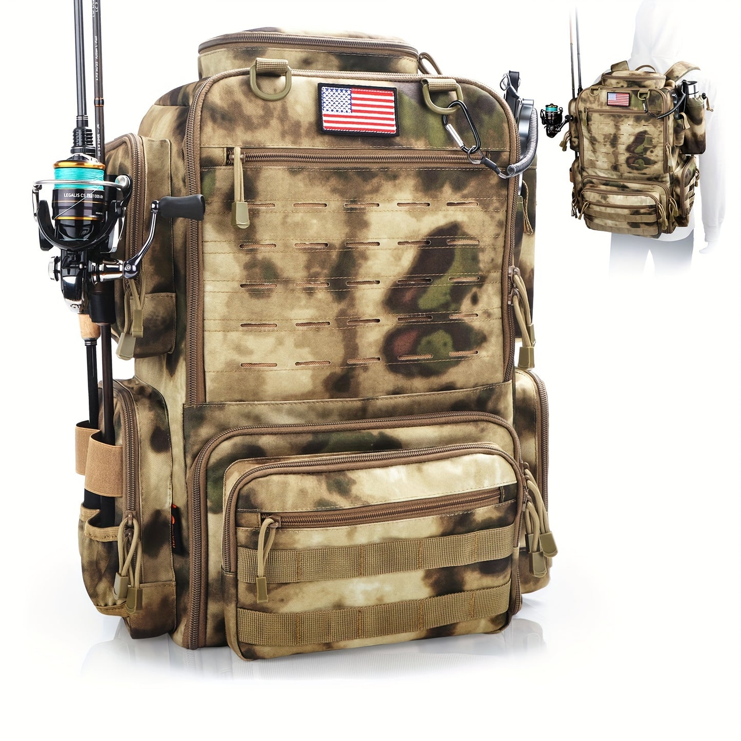 FunVZU Fishing Backpack With Rod Holders Tackle Bag