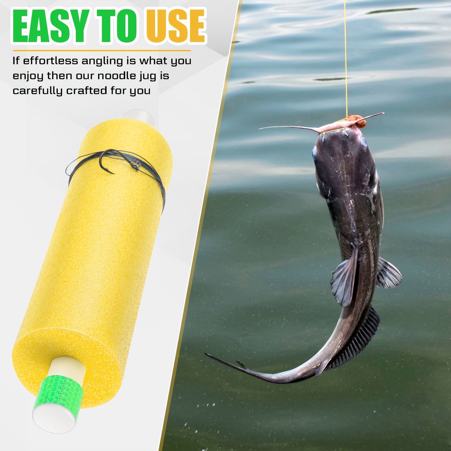 PATELAI 12-in-1 Catfish Rig System With Floats Noodle Jugs Heavy-Duty Tackle Set