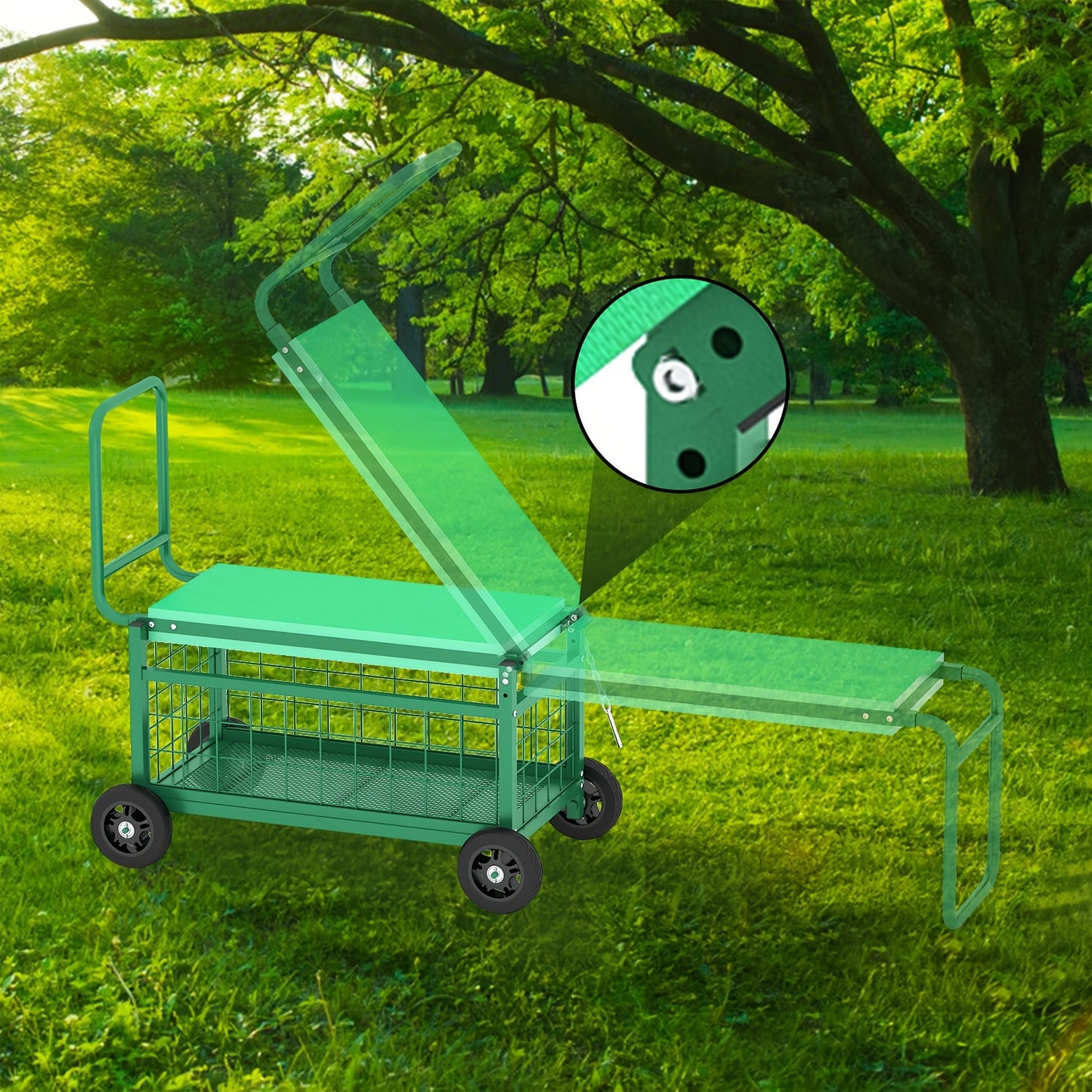 Rolling Garden Work Seat With Wheels Heavy Duty Cart