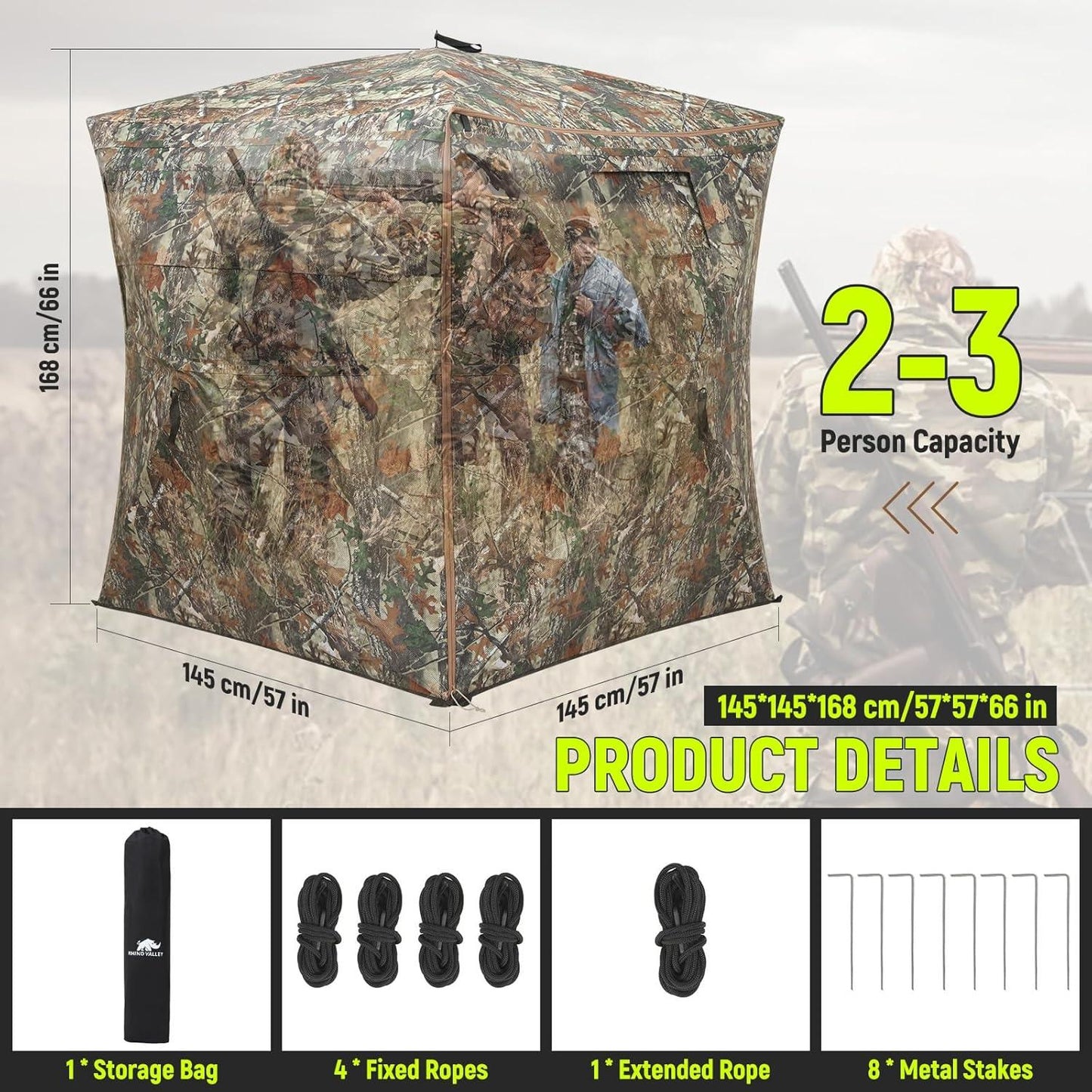 Pop Up Ground Blind Shelter 360 Degree Mesh Windows - Parry's Picks