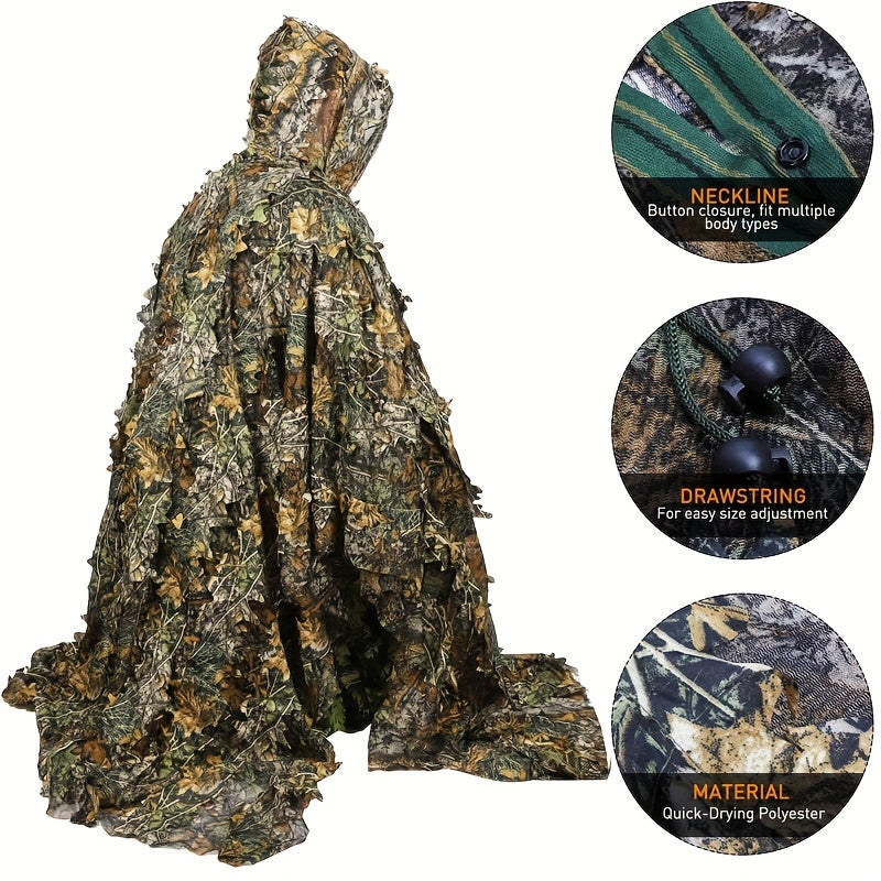 3D Maple Leaf Camouflage Cape With Mesh Hood Cloak - Parry's Picks