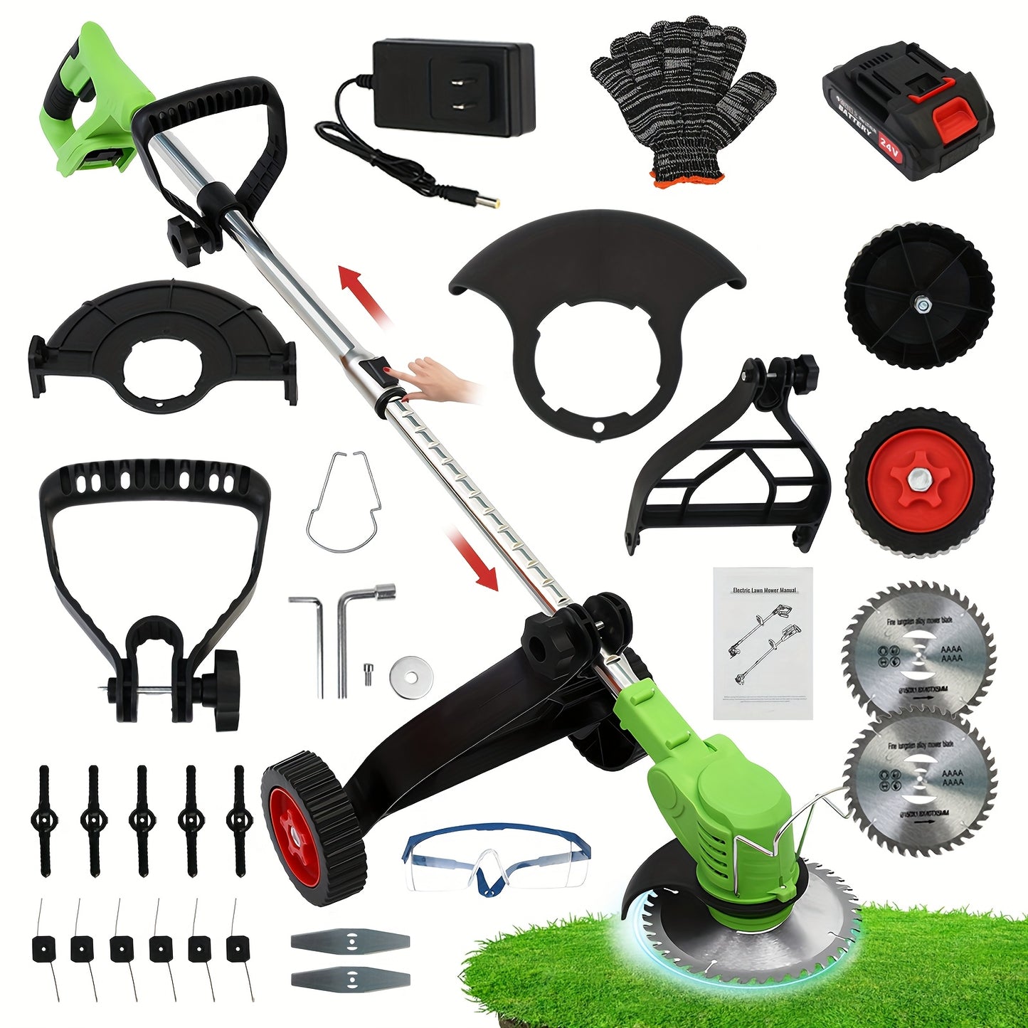 Cordless Weed Wacker Brush Cutter with Rechargeable Batteries and Charger