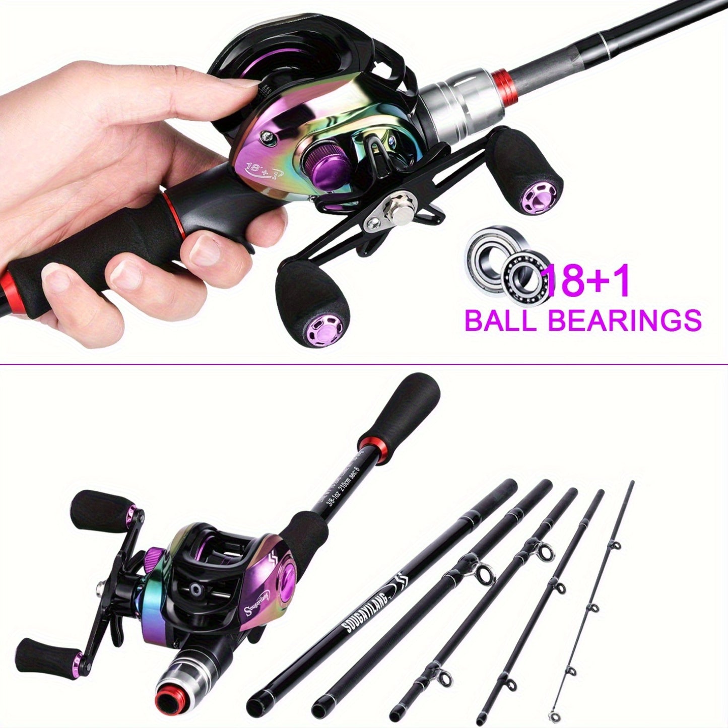 Sougayilang Graphite Rod And Baitcasting Reel For Freshwater