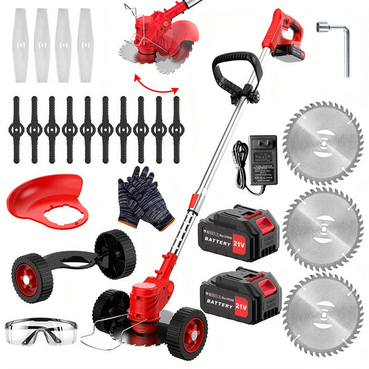 21V Cordless Lawn Mower With Dual Batteries And Blades