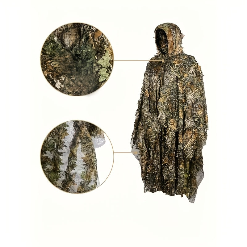 3D Maple Leaf Camouflage Cape With Mesh Hood Cloak - Parry's Picks