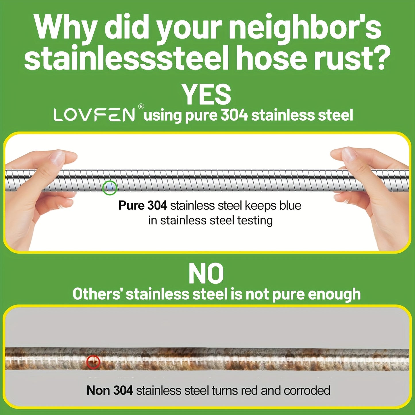 Stainless Steel Flexible Garden Hose with Green Spray Nozzle - Parry's Picks