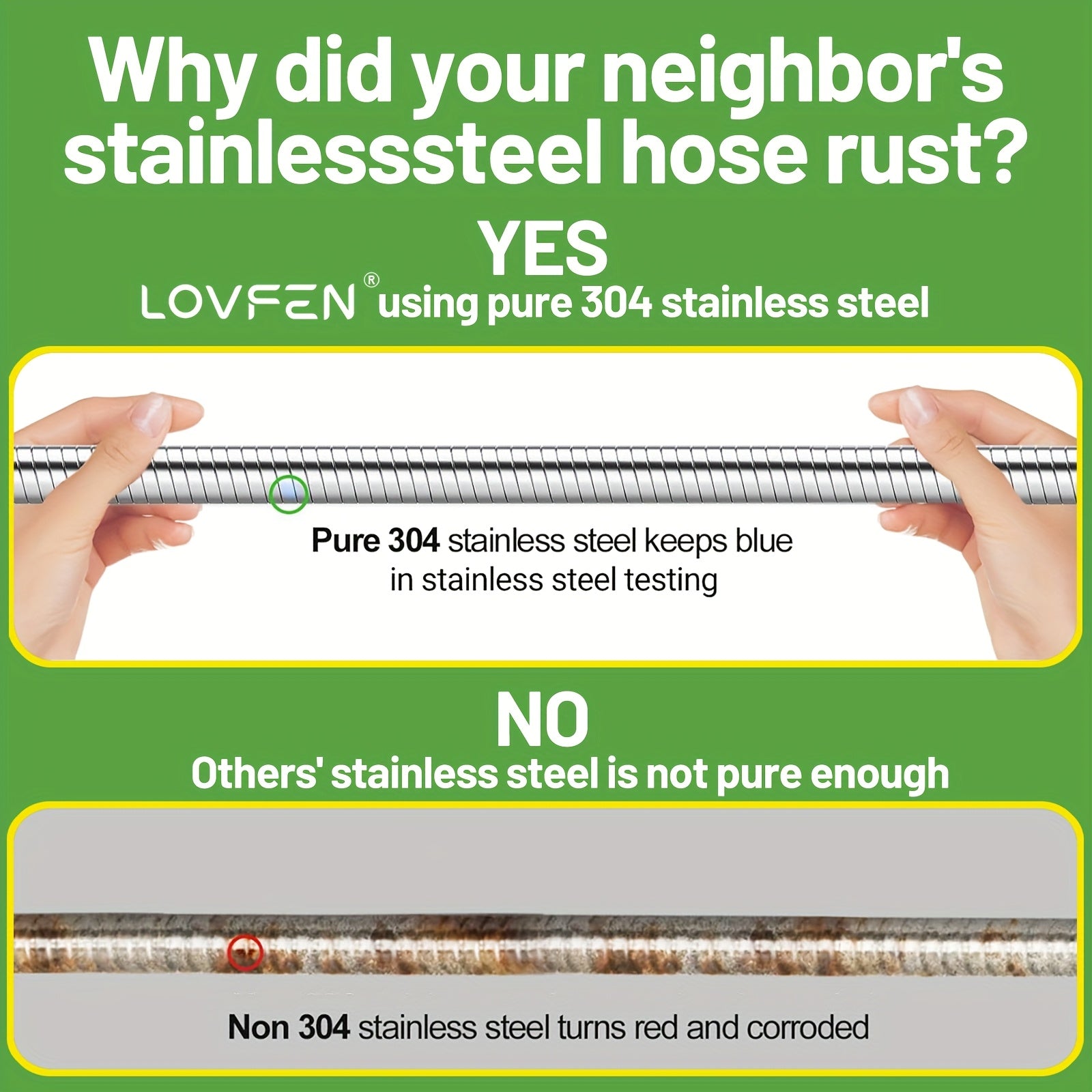 Stainless Steel Flexible Garden Hose with Green Spray Nozzle - Parry's Picks
