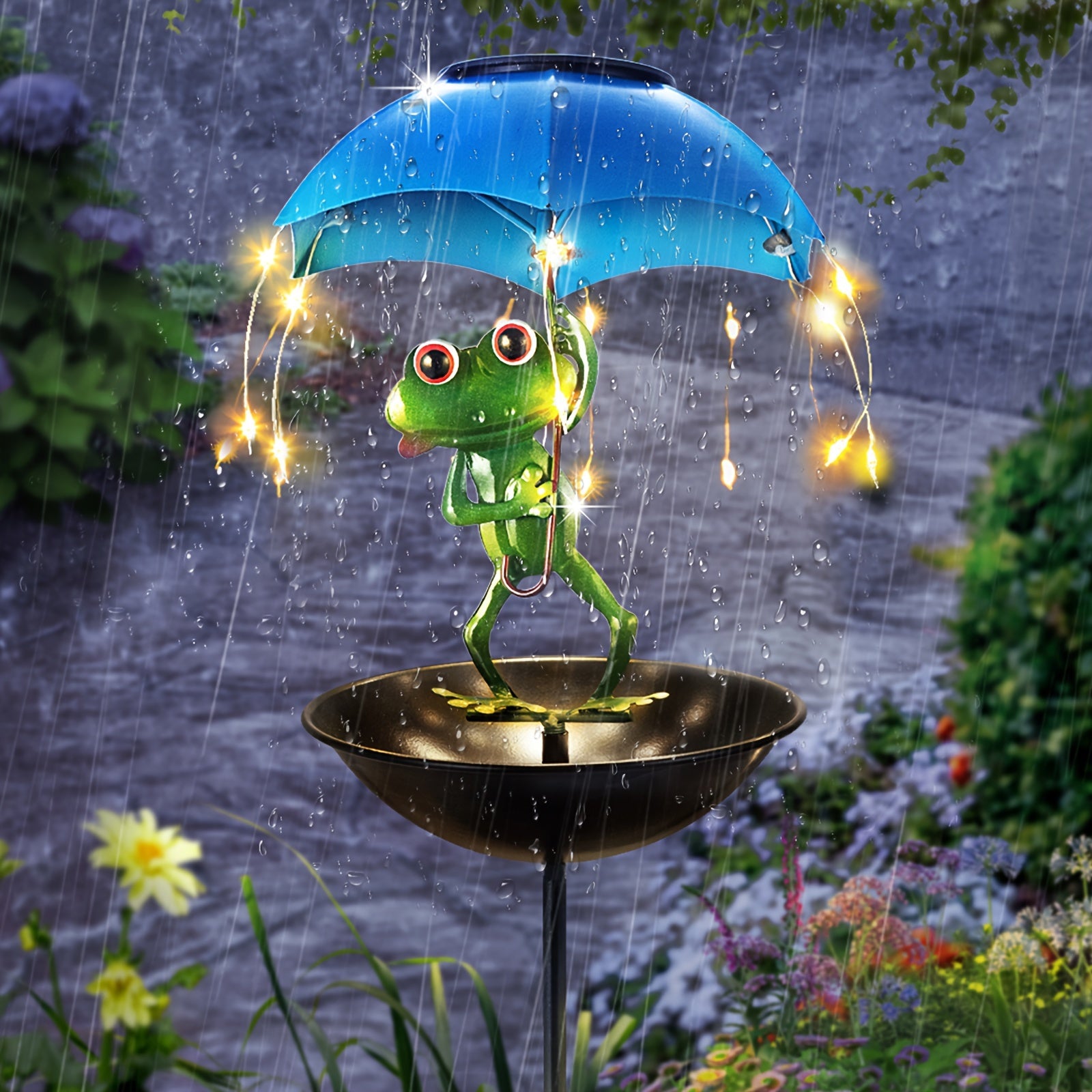 Frog Statue Solar Light and Hummingbird Feeder Garden Decor - Parry's Picks