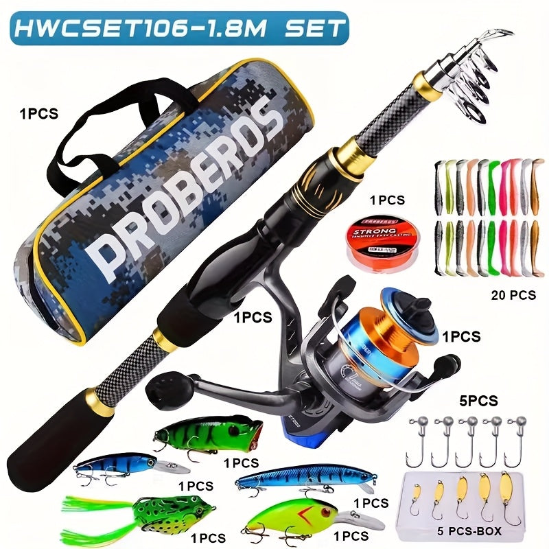 All-In-One Fishing Kit With Bio-Engineered Lures Carbon Fiber Rod And Reel - Parry's Picks