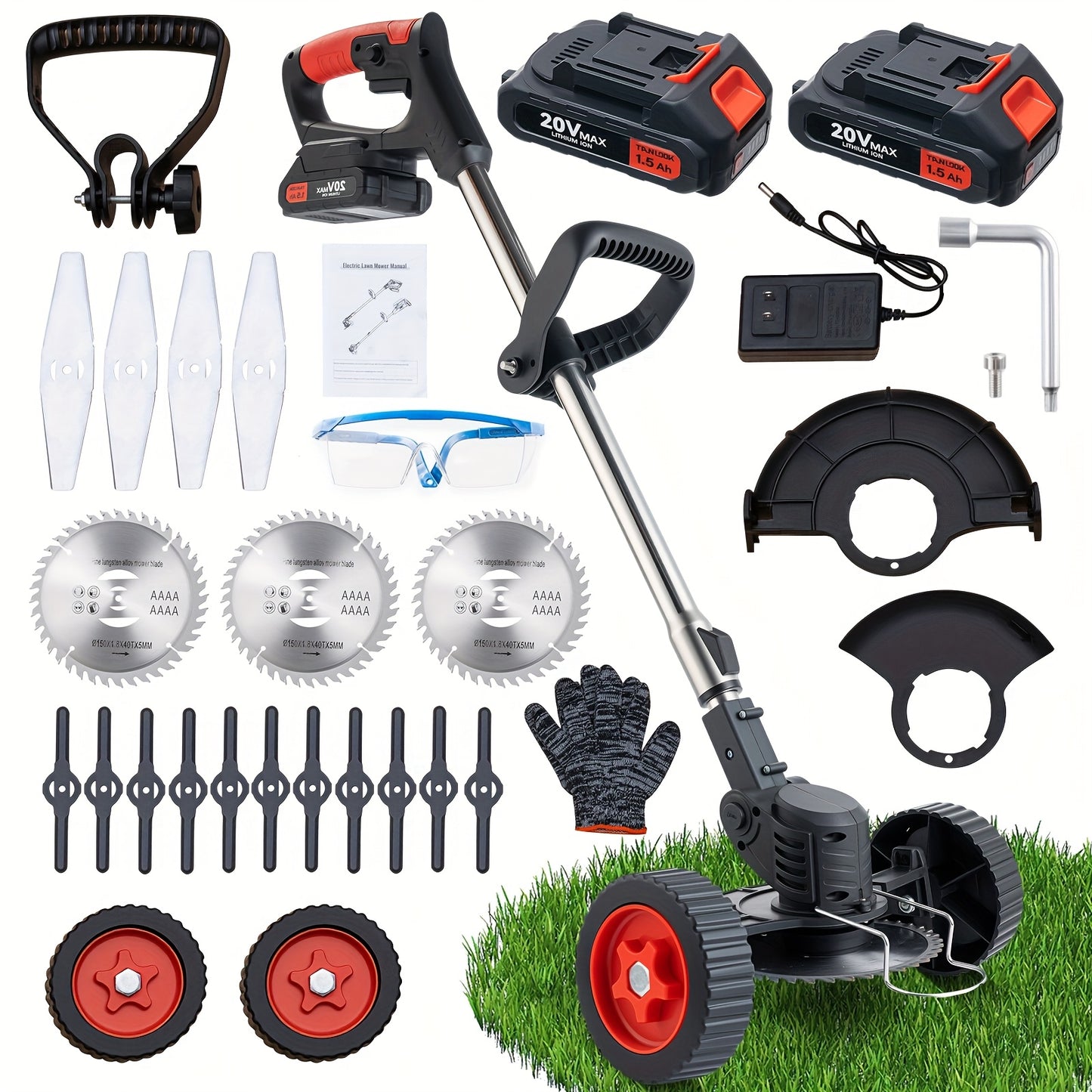 Turbo 20V Lightweight Cordless Electric Lawn Mower and Trimmer