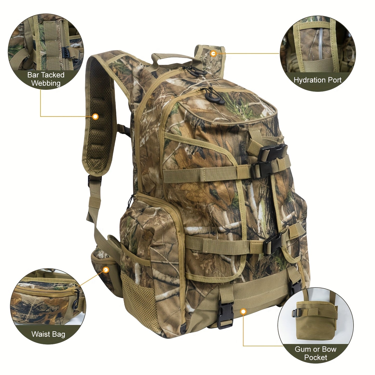 Camo Hunting Backpack For Men With Utility Pockets Oxford Cloth - Parry's Picks