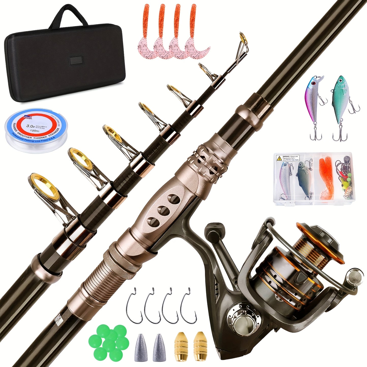Carbon Fiber Telescopic Fishing Rod and Reel Combo Kit - Parry's Picks