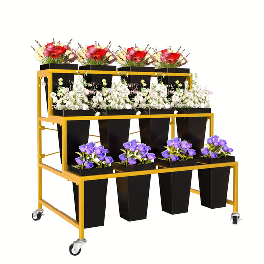 Movable Metal Flower Stand For Indoor And Outdoor Decor