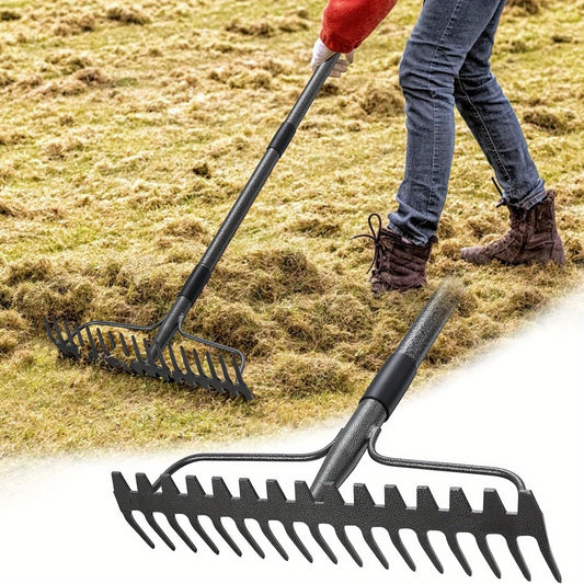Heavy Duty Garden Rake with 17 Steel Tines for Easy Use - Parry's Picks