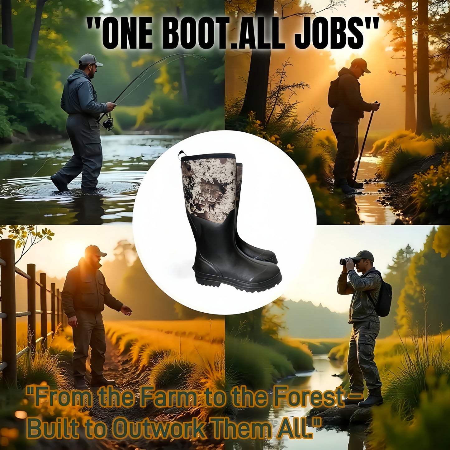 Upgraded Outdoor Insulated Camouflage Hunting Boots Comfort