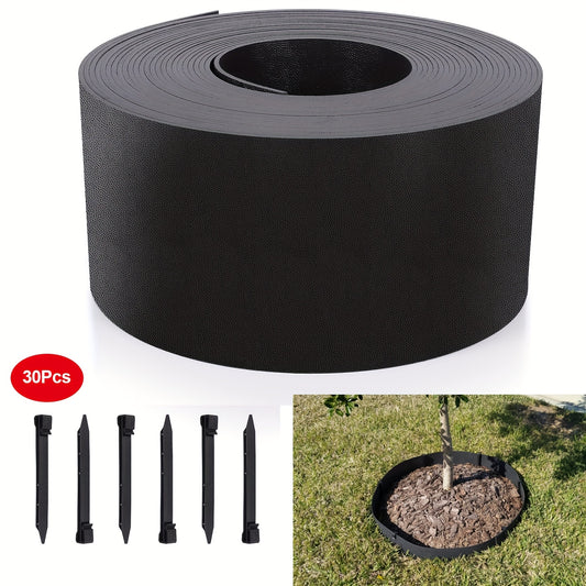 Flexible Black Plastic Garden Landscape Edging With Stakes