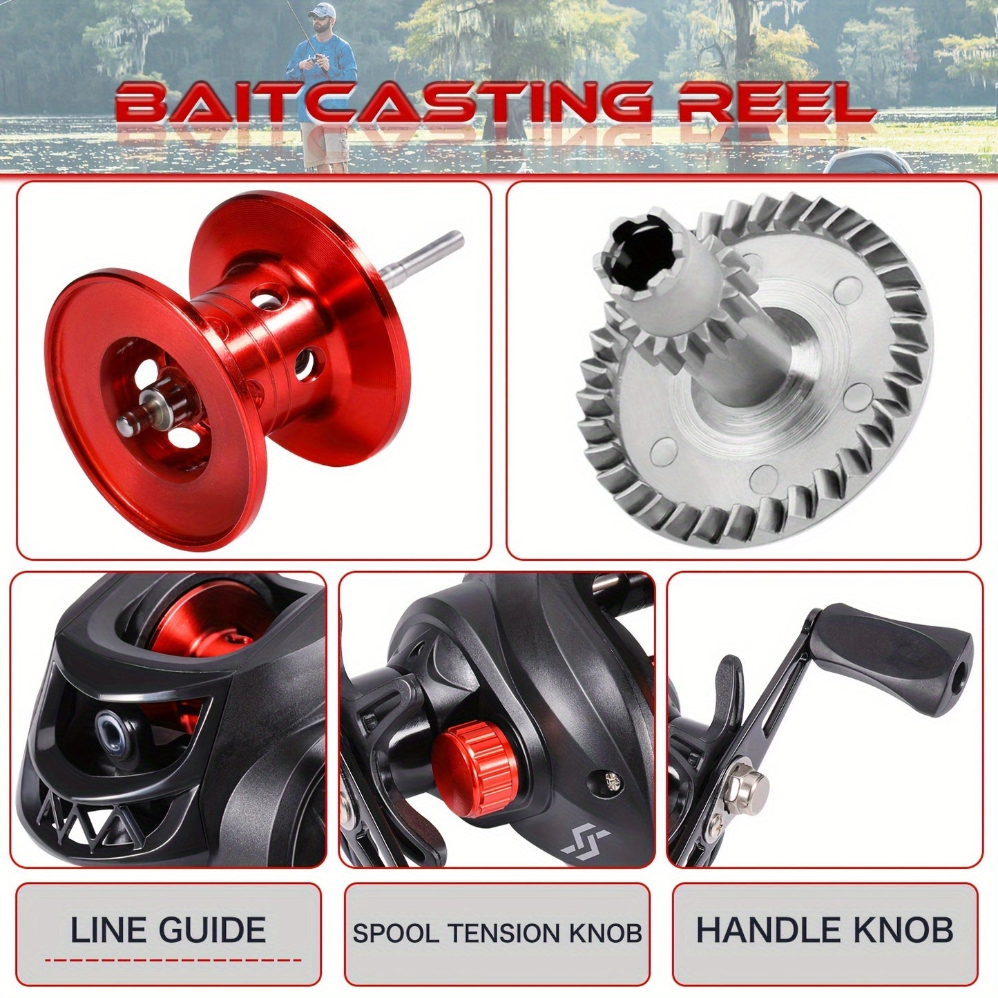 Sougayilang Telescopic Fishing Rod and Baitcasting Reel Set
