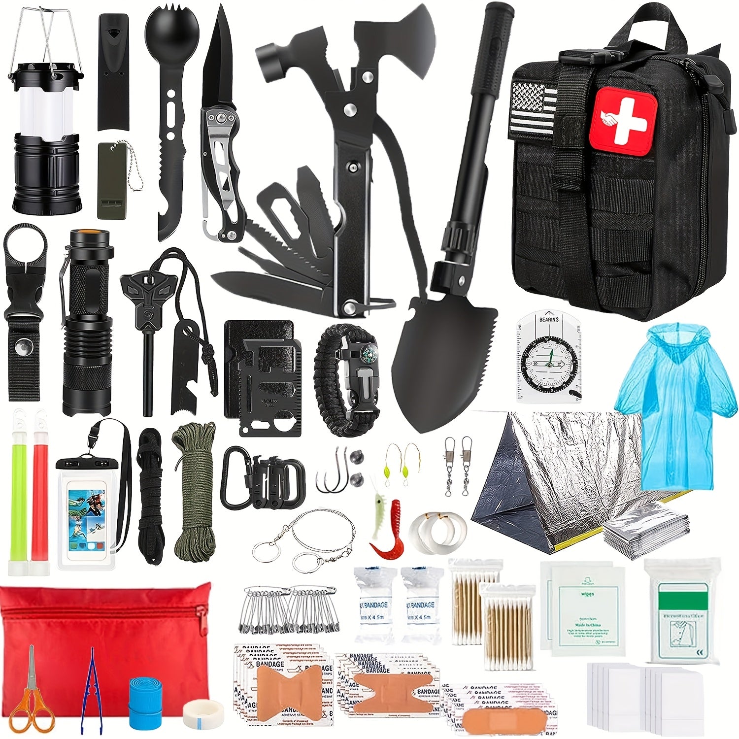 Survival Kit Bag with Shovel and Multi Function Axe - Parry's Picks
