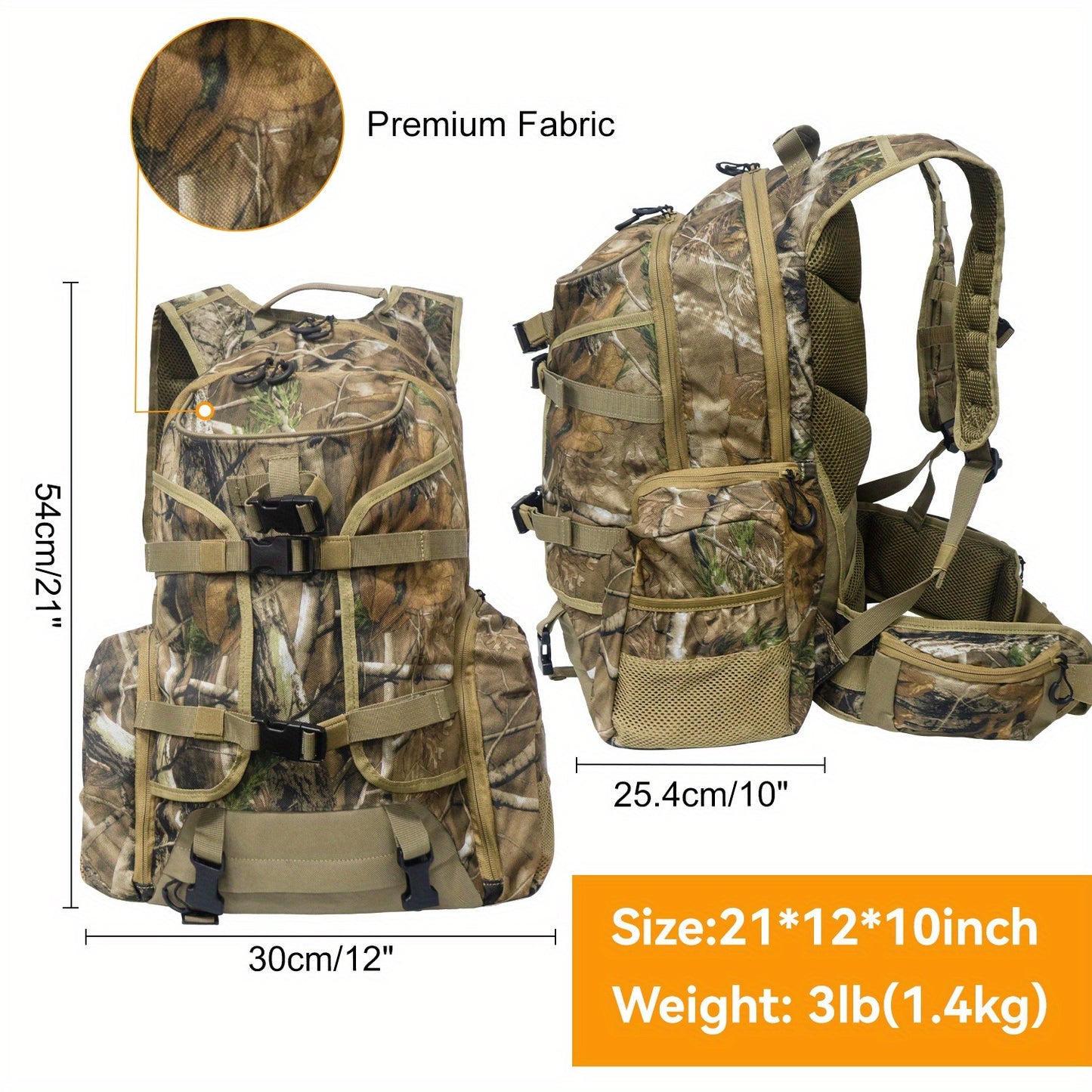 Camo Hunting Backpack For Men With Utility Pockets Oxford Cloth - Parry's Picks