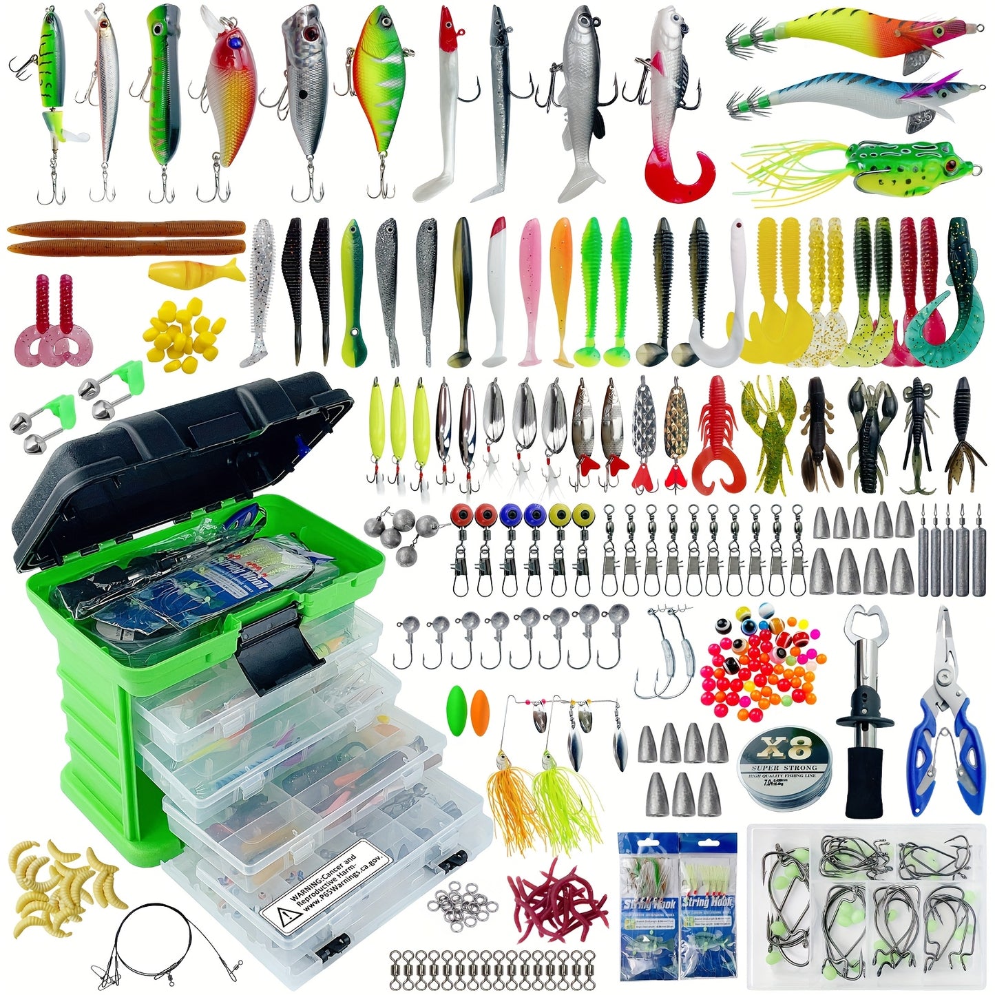 Fishing Lures Kit With Tackle Box For Saltwater Freshwater
